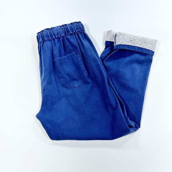 Nais cotton linen elastic waist cropped paint with lace cuff S - Picture 3 of 10